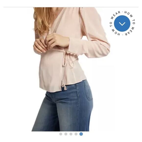 Joie Leigh 100%Silk Women's V-Neck Wrap Hushed Violet Top Size Small-$298 - Picture 2 of 11